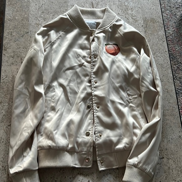 Privacy Please Revolve Peachy Satin Bomber Jacket NWOT - Picture 2 of 4